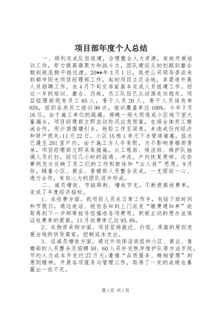 项目部年度个人总结