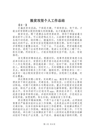 脱贫攻坚个人工作总结