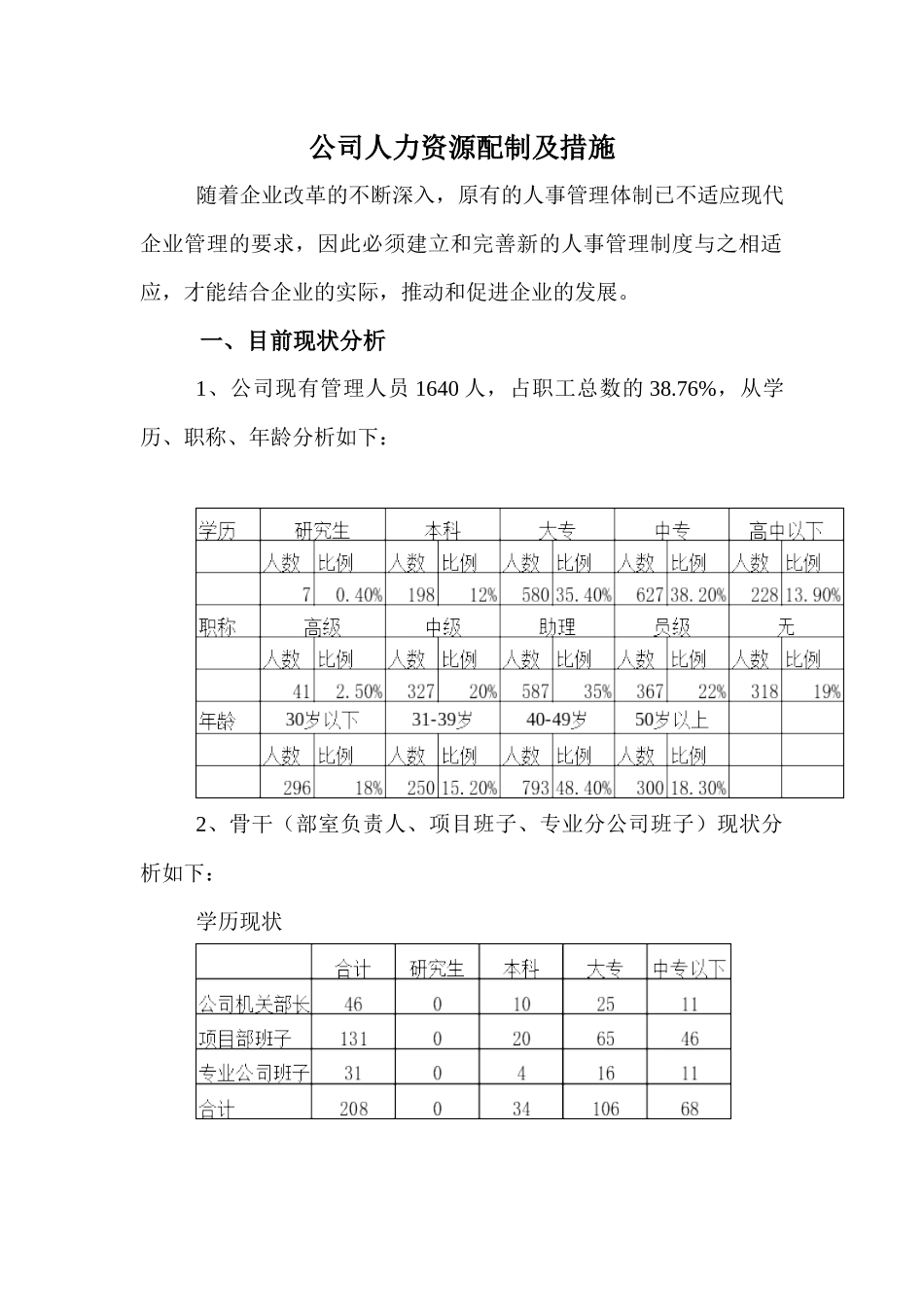 公司人力资源配制及措施_第1页