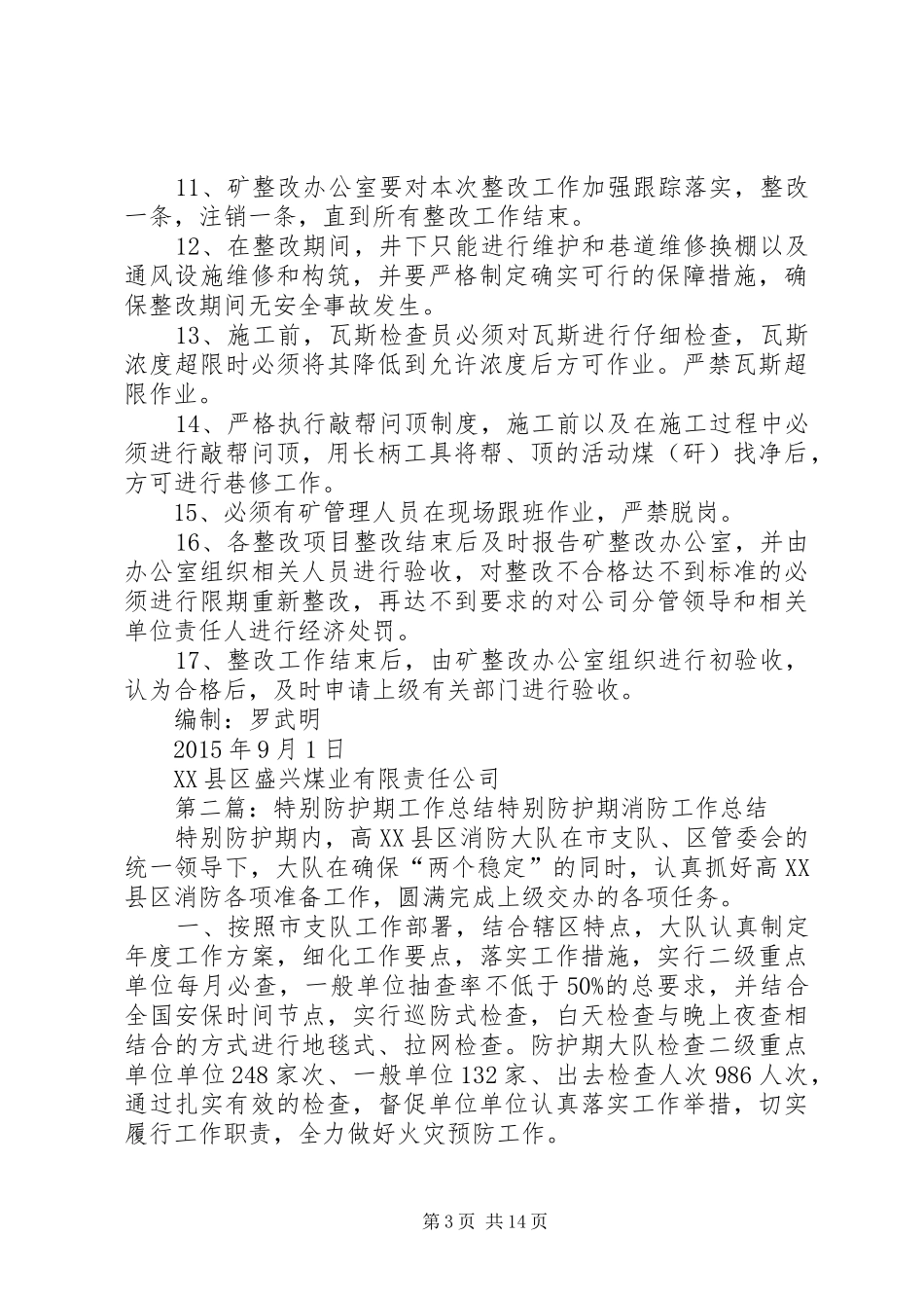 煤矿特别防护期停产整改工作方案20XX年_第3页