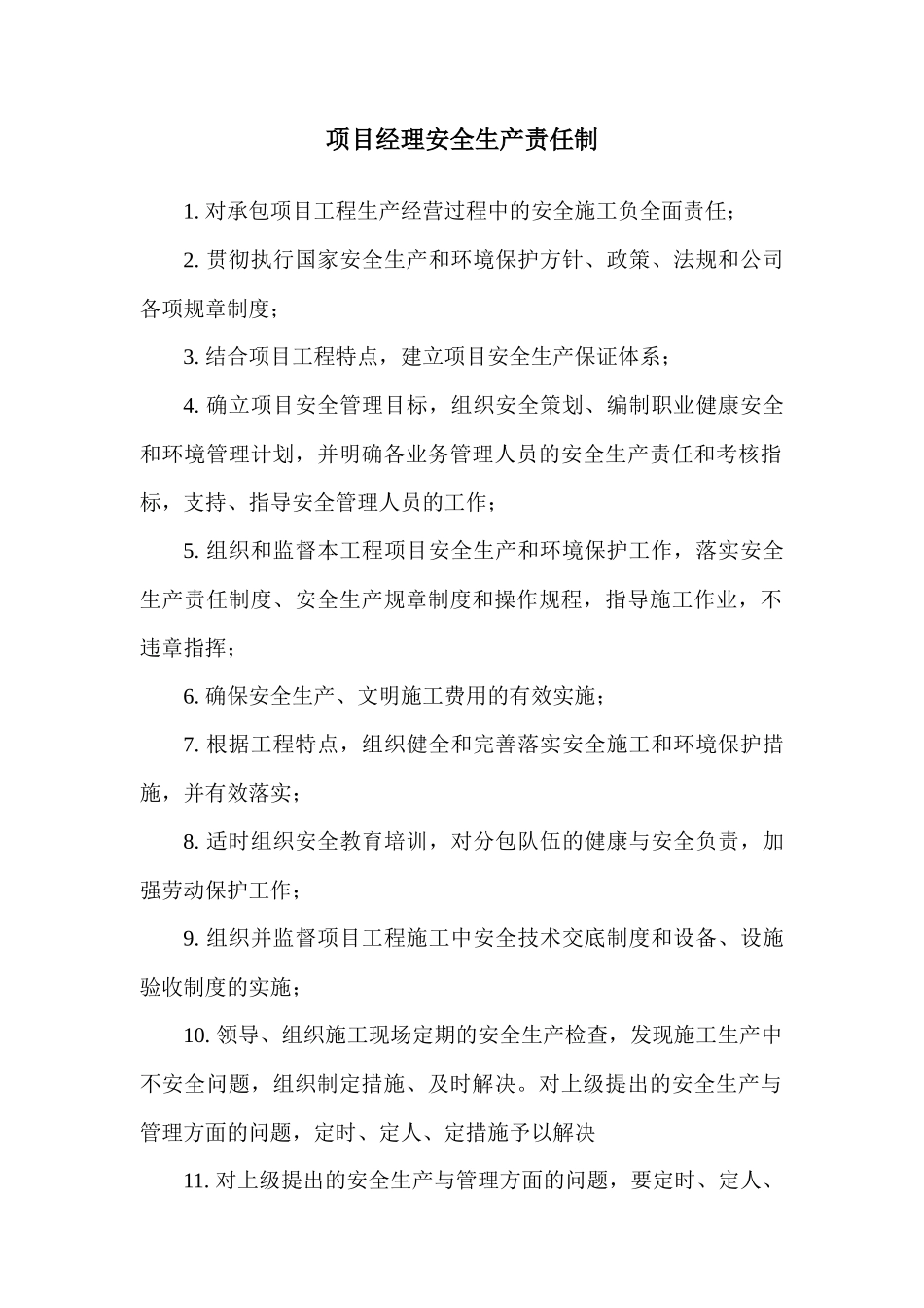 项目安全生产责任制(0731)_第1页