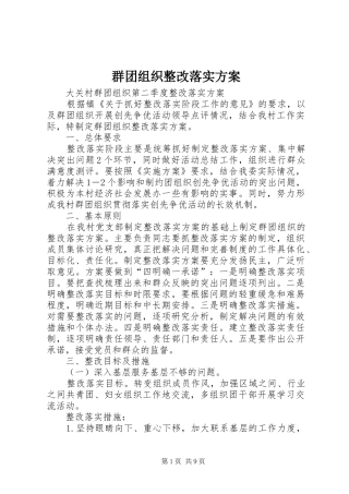 群团组织整改落实方案