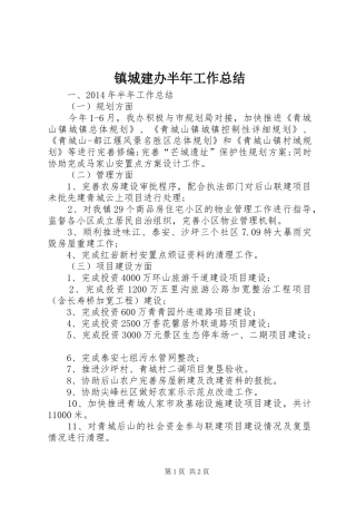 镇城建办半年工作总结