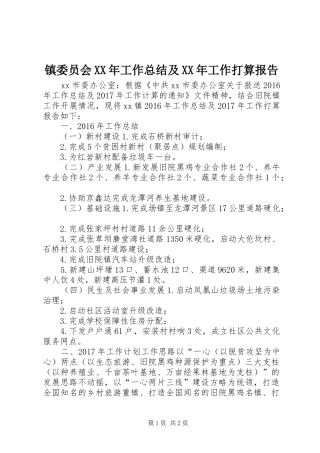 镇委员会XX年工作总结及XX年工作打算报告