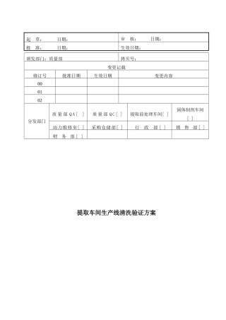 提取车间生产线清洁验证方案(40页)