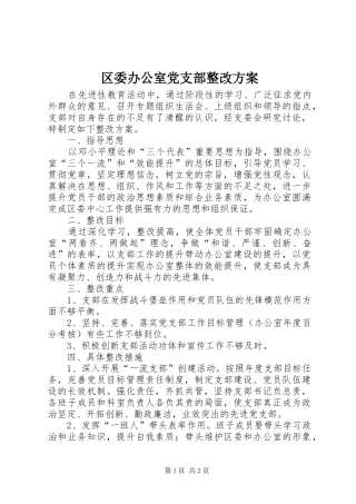 区委办公室党支部整改方案