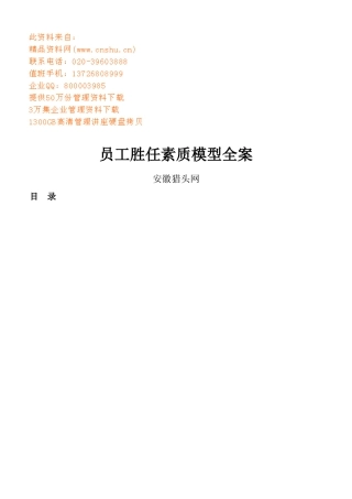 公司员工胜任素质模型