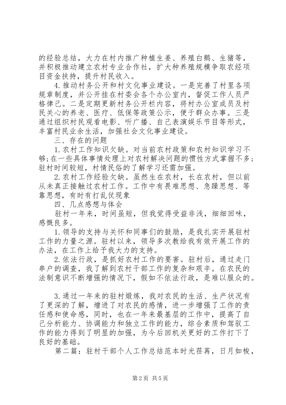 驻村干部个人工作总结三篇_第2页