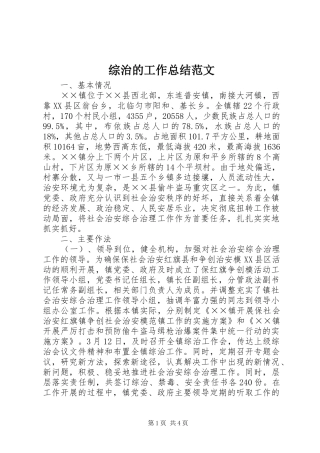 综治的工作总结范文