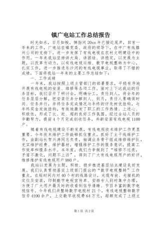 镇广电站工作总结报告