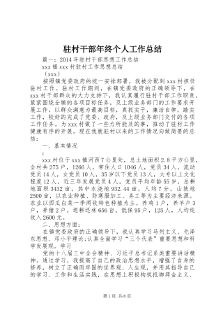 驻村干部年终个人工作总结