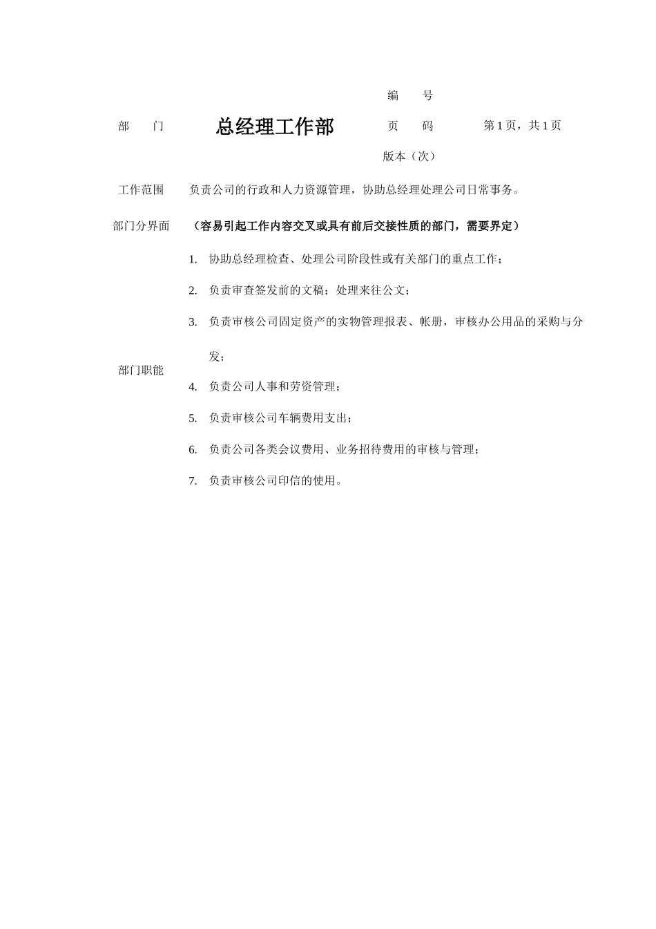 公司各部门岗位职责描述_第1页