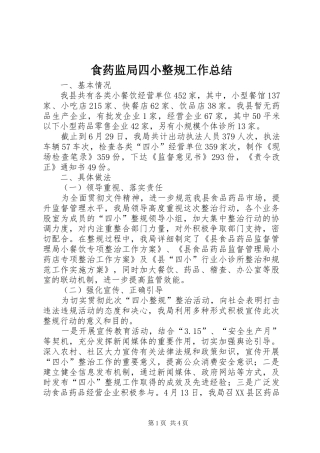 食药监局四小整规工作总结