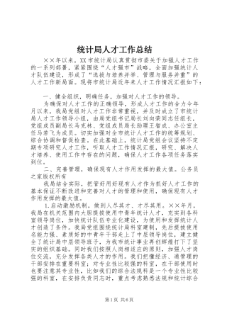 统计局人才工作总结