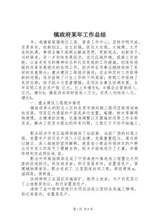 镇政府某年工作总结