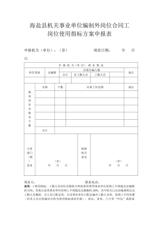 海盐县机关事业单位编制外岗位合同工