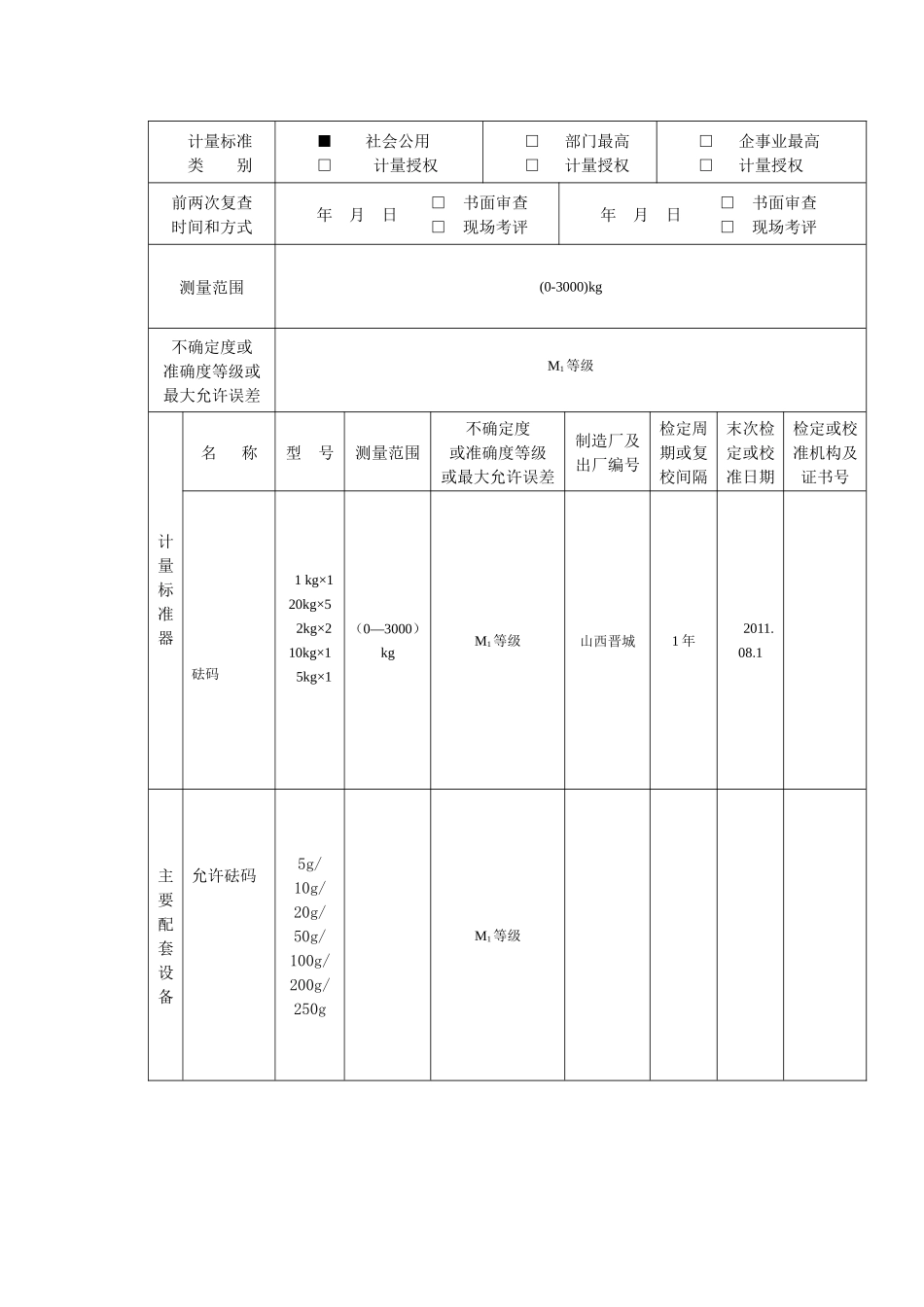 衡器检定装置计量标准考核申请表0_第3页