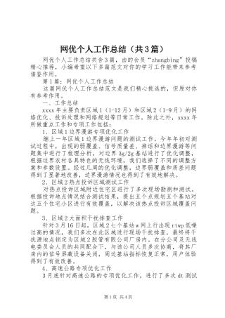网优个人工作总结（共3篇）