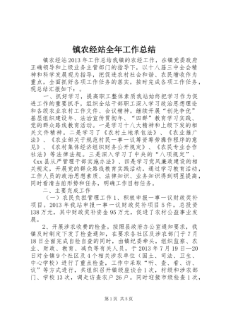 镇农经站全年工作总结