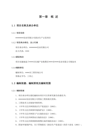 清洁生产示范项目可行性研究报告