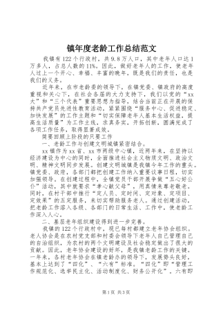 镇年度老龄工作总结范文