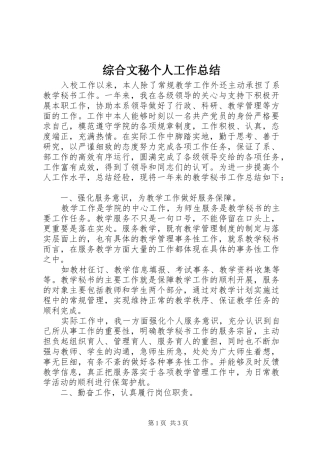 综合文秘个人工作总结