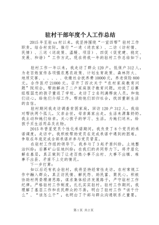 驻村干部年度个人工作总结