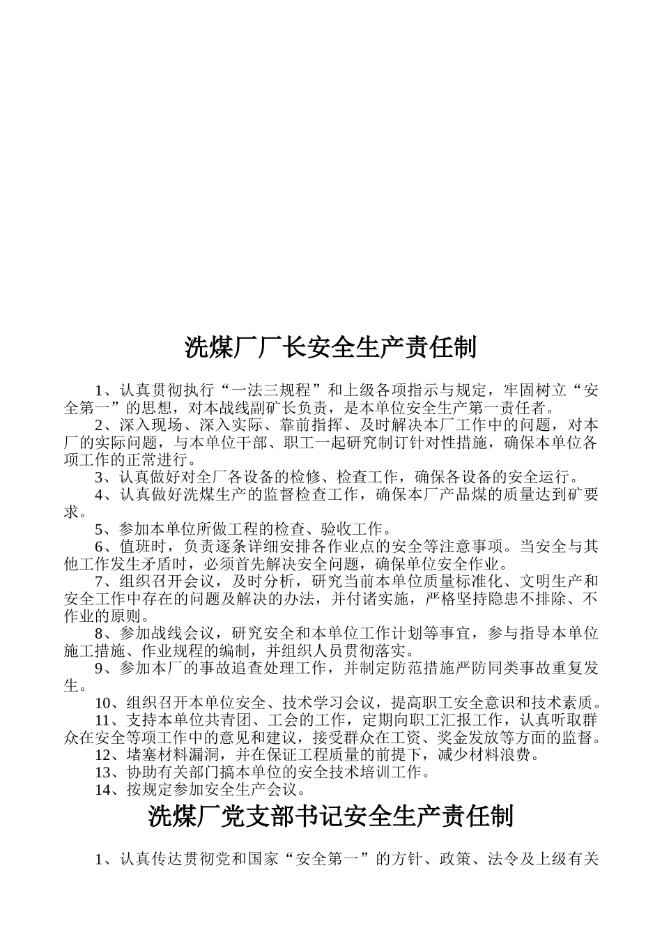 洗煤厂安全生产岗位责任制(很全)(36页)_第2页