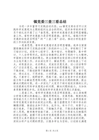 镇党委三查三看总结