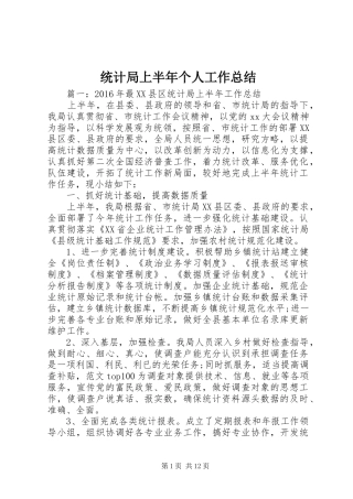 统计局上半年个人工作总结