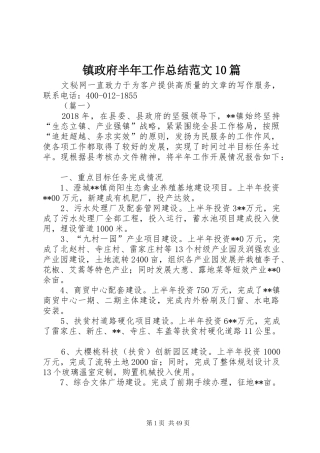 镇政府半年工作总结范文10篇