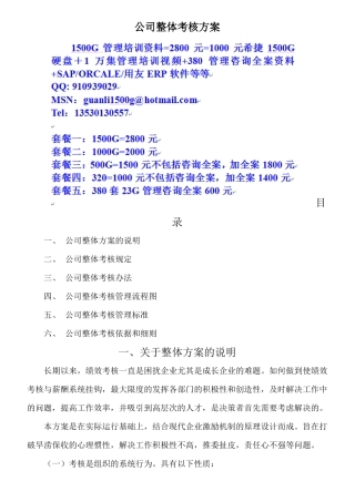 公司整体绩效管理方案