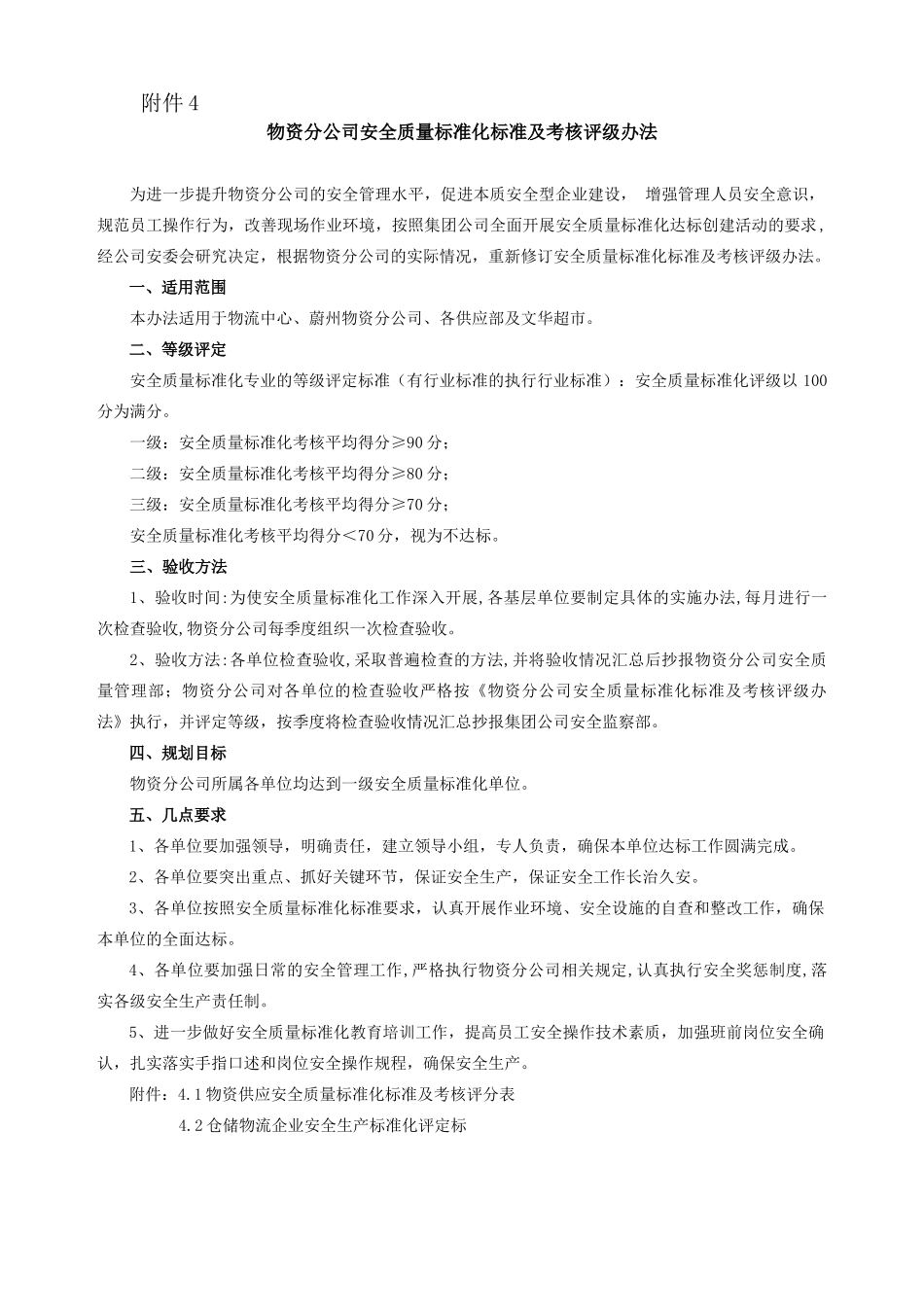开滦物资分公司安全标准及办法_第1页