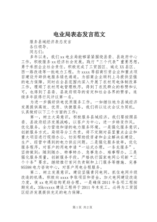 电业局表态发言稿范文