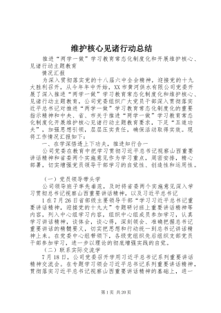 维护核心见诸行动总结