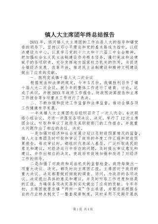 镇人大主席团年终总结报告