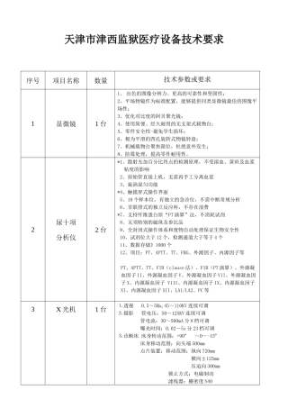 天津市津西监狱医疗设备技术要求