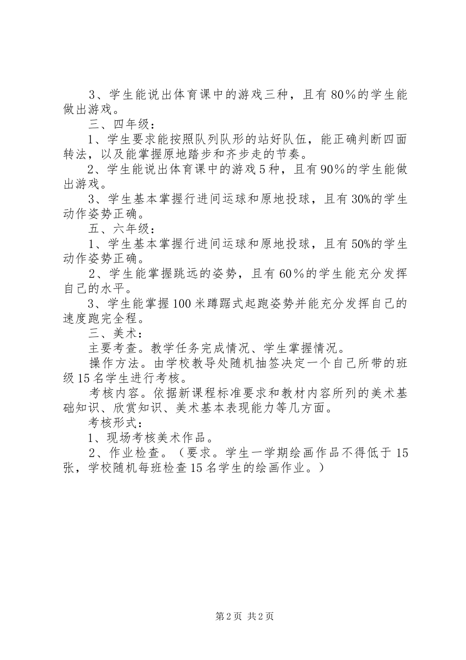 乐龙小学音、体、美学科评价考核方案_第2页