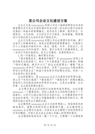 某公司企业文化建设方案