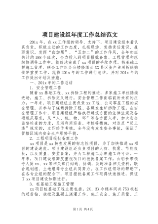 项目建设组年度工作总结范文