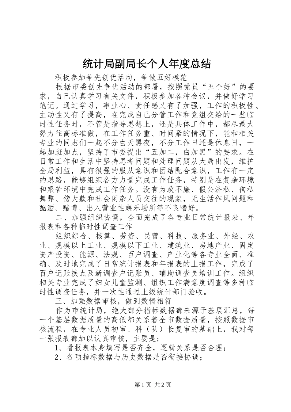 统计局副局长个人年度总结_第1页