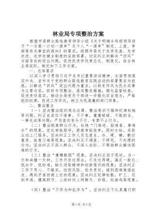 林业局专项整治方案