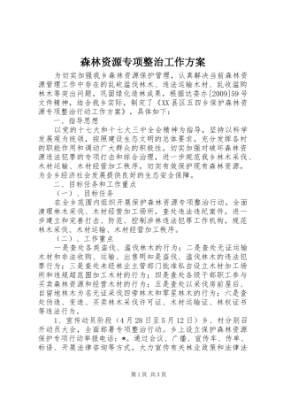 森林资源专项整治工作方案
