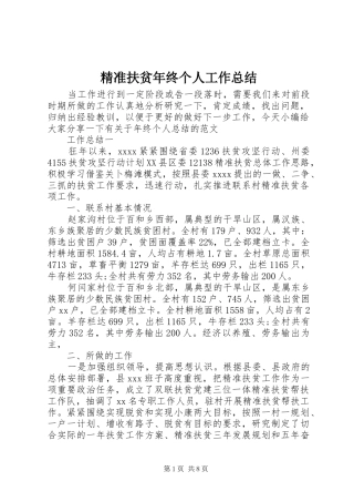 精准扶贫年终个人工作总结