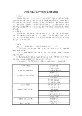 广东轻工职业技术学院实训基地建设规划