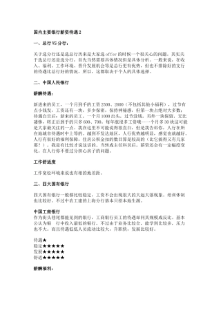 国内主要银行薪资待遇2