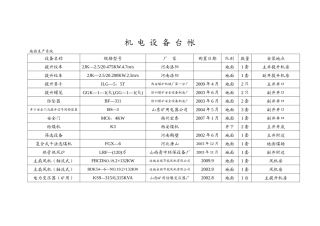 XXXX机电设备台账