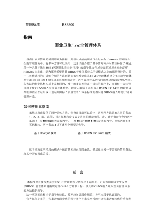 英国标准BS8800职业卫生与安全管理体系