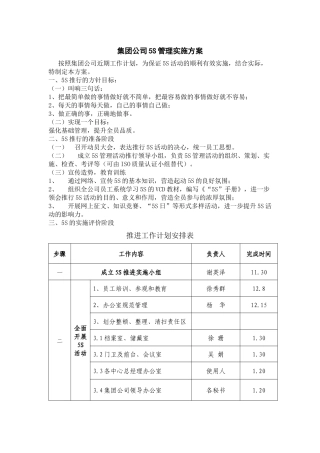 集团公司5S管理实施方案