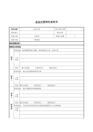 管理层岗位说明书